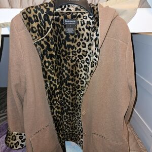 Brown Teddy Jacket with Leopard Print